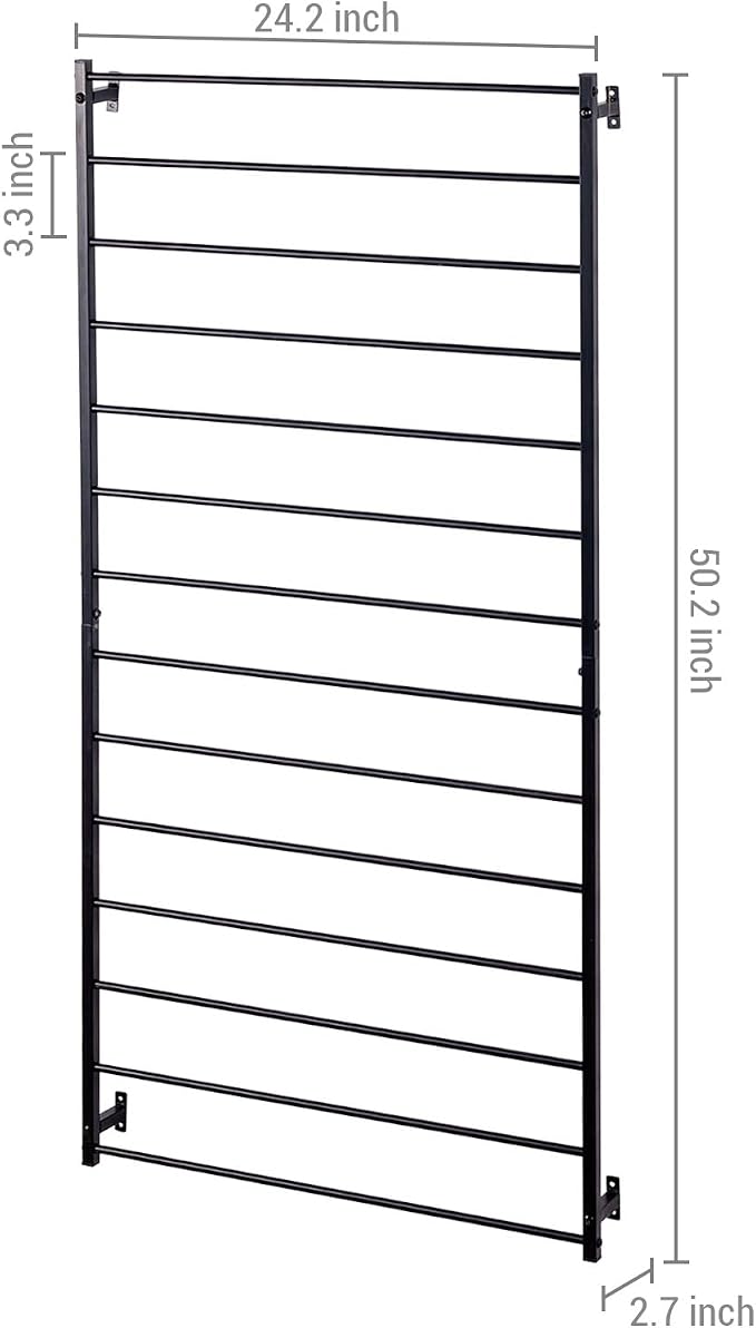 MyGift Wall Mounted Metal Garden Trellis for Climbing Plants Vines & Ivy, Matte Black Outdoor Panel with 14 Support Bars Outdoor Hanging Support Frame – No Assembly Required