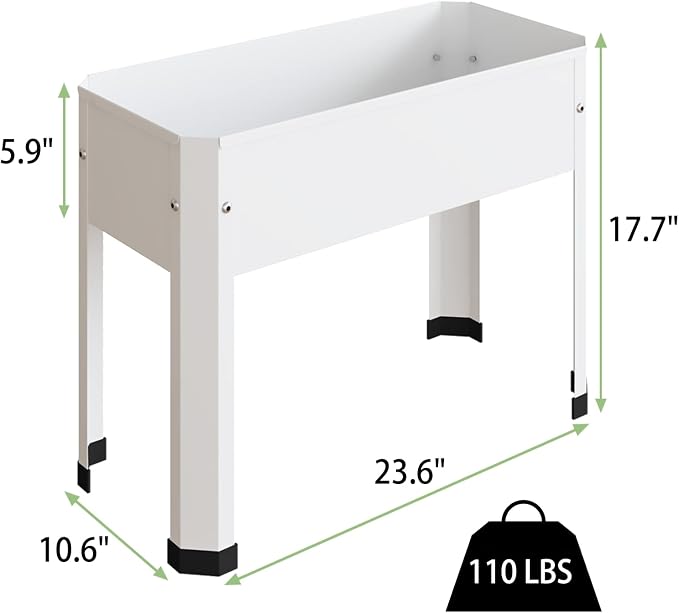 PROXRACER Raised Garden Bed with Detachable Legs Elevated Metal Planter Box for Growing Fresh Herbs Vegetables Flowers Succulents&Other Plants for Outdoor Backyard Patio Deck Balcony White S