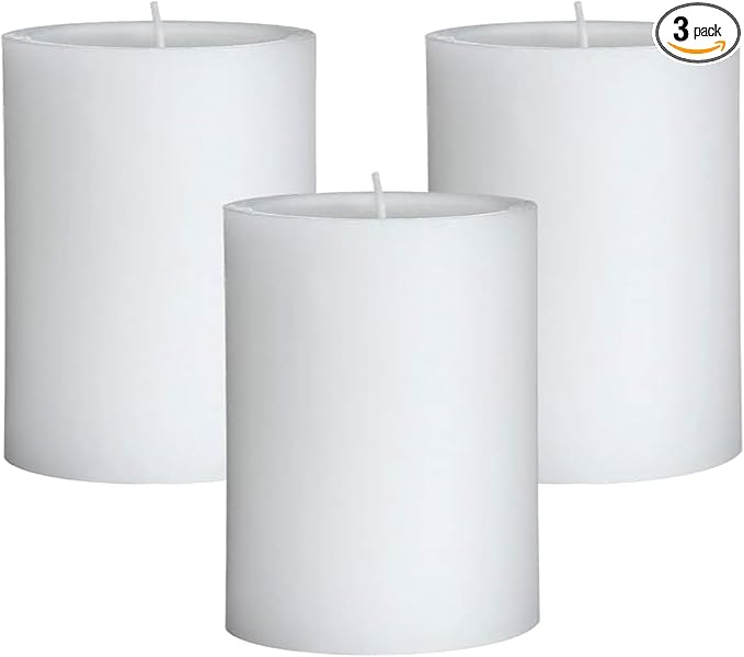 Mister Candle - Citronella Candles, Ideal for Outdoor & Indoor Use, 3"x4" White Pillar Candles Set of 3, Hand Poured, Premium Wax & Dripless, 60 Hour Burn Time