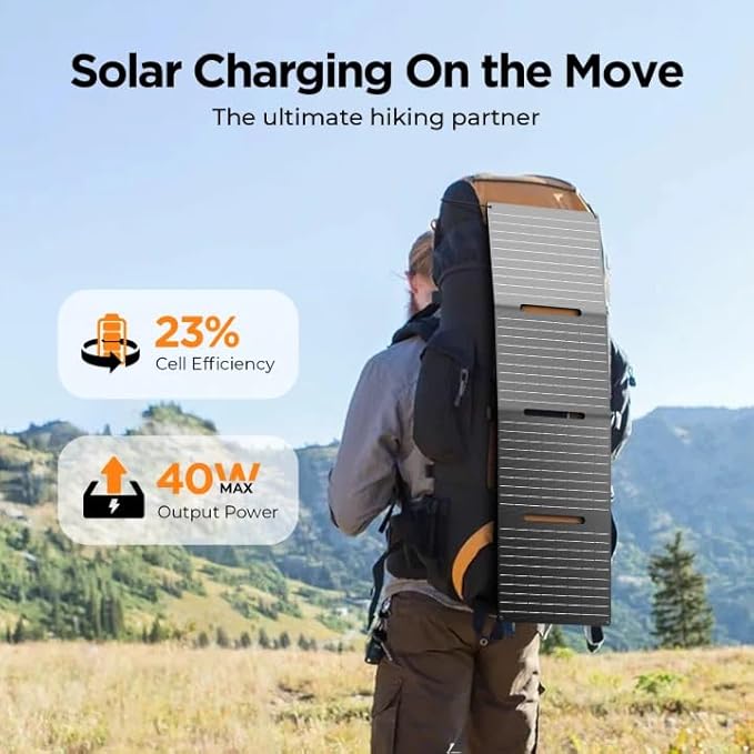 SinKeu Solar Generator with Panels Included - 300W Portable Power Station with 40W Solar Panel,256Wh (80000mAh) LiFePO4 Battery with USB DC AC Outlets for Home, Laptop, RV, Hurricane, Camping