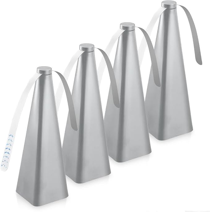 Treva Chemical Free Bug Fan, Fly Deterrent with Holographic Blades to Clear Bugs, Mosquitoes, and Flies, Battery Powered Fly Fan, Silver (4 Pack)