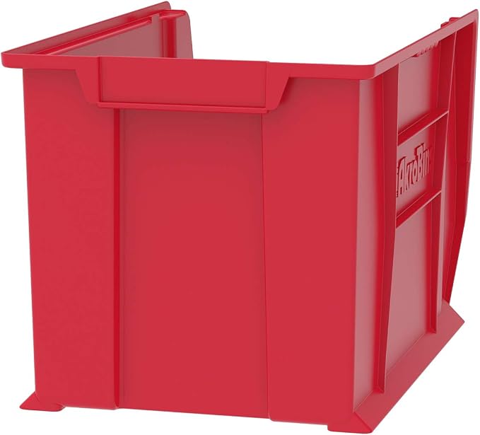 Akro-Mils 30282 Super-Size AkroBins Plastic Storage Bins, Space-Saving Stackable Bins for Garage, Classroom, Warehouse Organization, 20" L x 12" W x 12" H, Red, 2-Pack