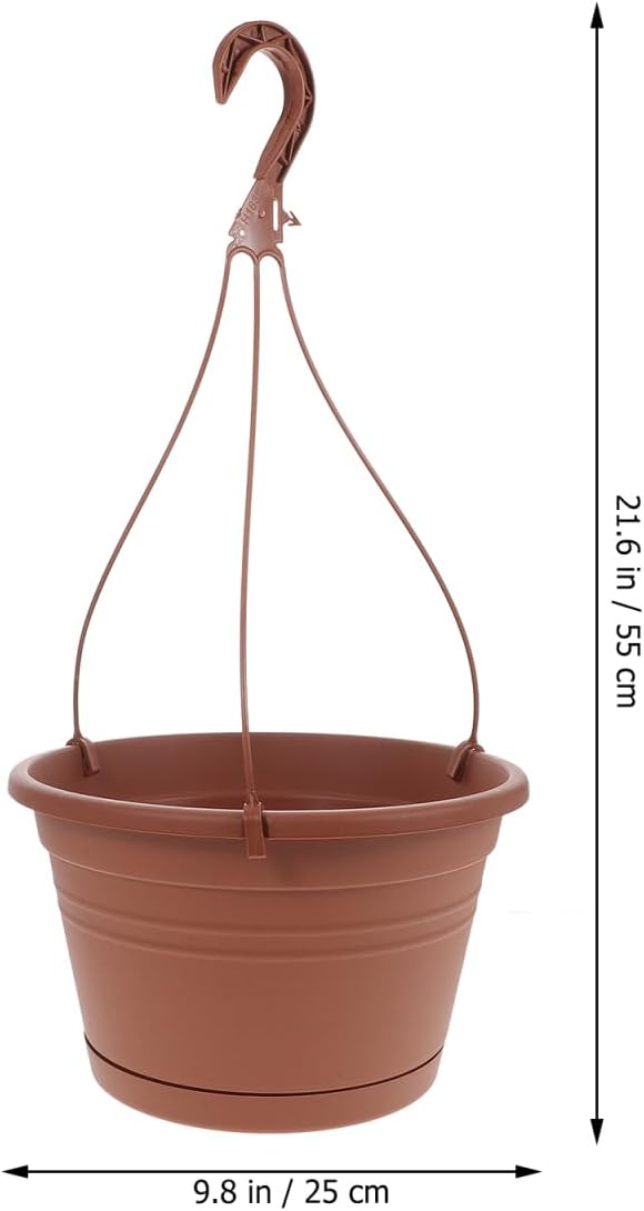 DOITOOL 3 Sets Plastic Hanging Planter Pots Garden Plant Pot, 9.8 Inch Hanging Pot Nursery Basket Orchid Pots for Outdoor Indoor Garden (Red), 25x25cm