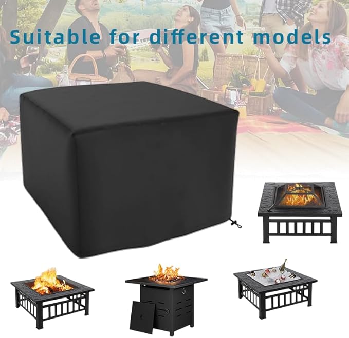 Square Fire Pit Cover for 29-32 Inch Firepit, Heavy Duty Outdoor Patio Fire Pit Table Cover, Gas Fire Pit Cover - Waterproof Dustproof Anti UV and Tear Resistant