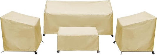Patio Furniture Covers,Outdoor Furniture Cover Waterproof,Patio Furniture Set Covers for 4 Piece Outdoor Conversation Set,Patio Covers Set-XX-Large (Beige)