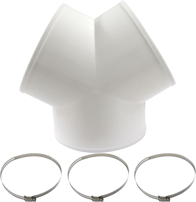 6 Inch 3Way Duct Splitter, 3-Way Duct Connector Exhaust Fan Hose Clamps with 3 Pcs Hose Clamps, Reliable Y Shape Connector for Dryer Vent/Household Users