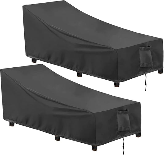 OutdoorLines Outdoor Waterproof Patio Chaise Lounge Chair Cover - UV Resistant Lounger Covers Heavy Duty Weatherproof Patio Sofa Furniture Covers, 2 Packs, 68Wx30Dx30H Inches, Black