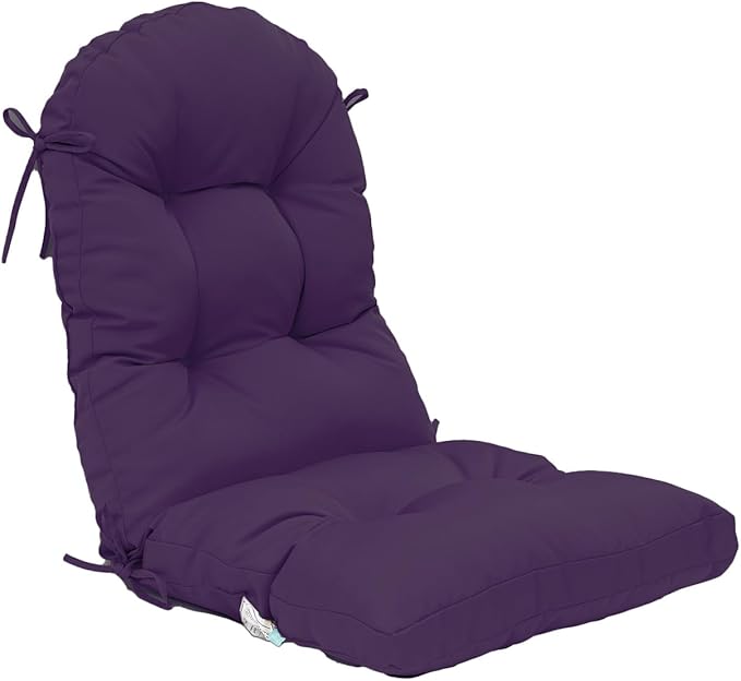 QILLOWAY Outdoor High Back Chair Cushion for Adirondack, All Weather Rocking Chair Cushions Thick Padded Replacement for Patio Furniture,Purple