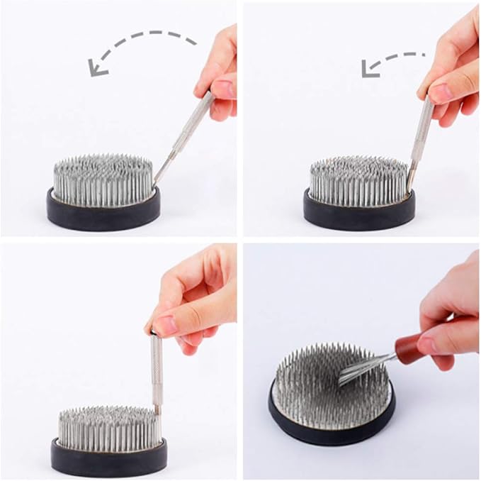 WANDIC Flower Arrangement Kit, Set of 51, Round Flower Holders, Ceramic Flower Pot, Kenzan Needle Cleaning Pin & Rake, Floral Stems and Floral Tape for Flower Arranging Art