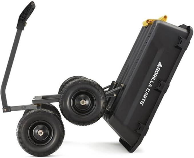 Gorilla Carts 7GCG-NF Heavy-Duty Poly Dump Garden Cart with No-Flat Tires, 7 Cubic Feet, 1200-Pound Capacity, Black, Amazon Exclusive
