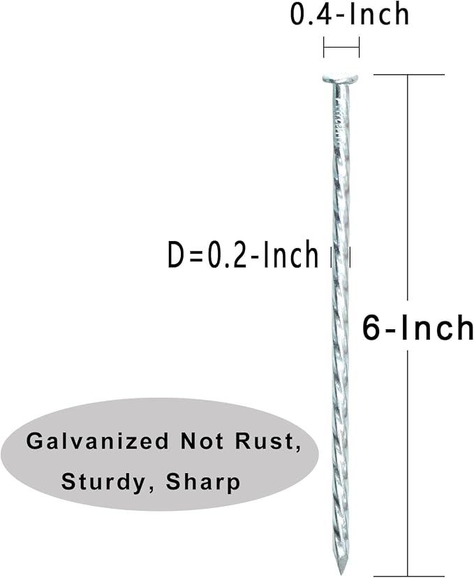 6-Inch Landscape Stakes Spiral Galvanized Landscape Spikes for Weed Barrier, Carpentry, Tent (100)