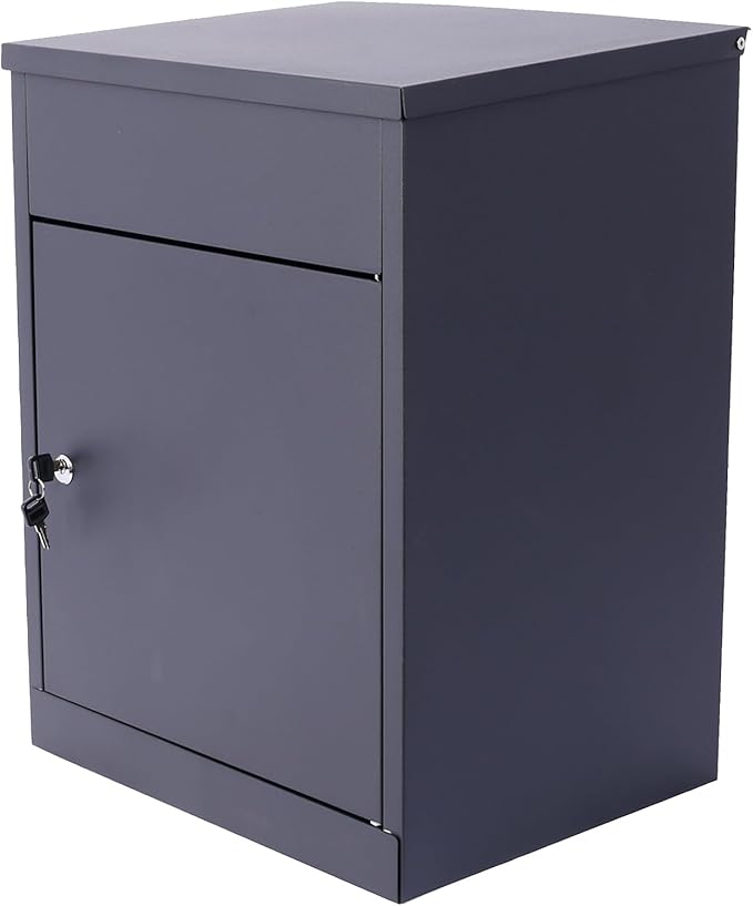 Package Delivery Box for Outside, Deck Boxes Outdoor Extra Large Mailbox Lockable Package Lock Box Steel Outdoor Package Box for Porch, 22.8"x17.3"x14.2" black