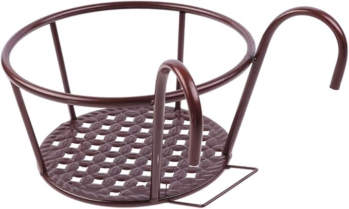 Hanging Railing Planters Baskets Art Hanging Flower Stands Balcony Flower Pot Holders Plant Iron Racks Fence Metal Potted Stand Mounted Balcony Round Plant Basket Shelf Container Box,Garden Steel Pots