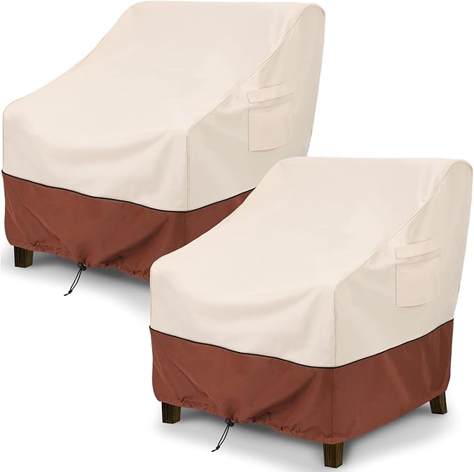 COSFLY Patio Furniture Covers 2 Pack, 600D Waterproof Outdoor Chair Covers for Deep Chairs, All-Weather UV Resistant Protection with Adjustable Straps & Air Vents, Fits up to 36" W x 37" D x 36" H