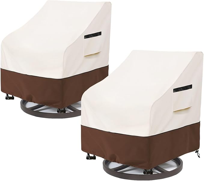 Outdoor Swivel Lounge Chair Cover 2 Pack,Waterproof Patio Chair Covers,27.5W x 32.5 D x 39 H inches Outdoor Patio Rocking Chair Covers -Beige