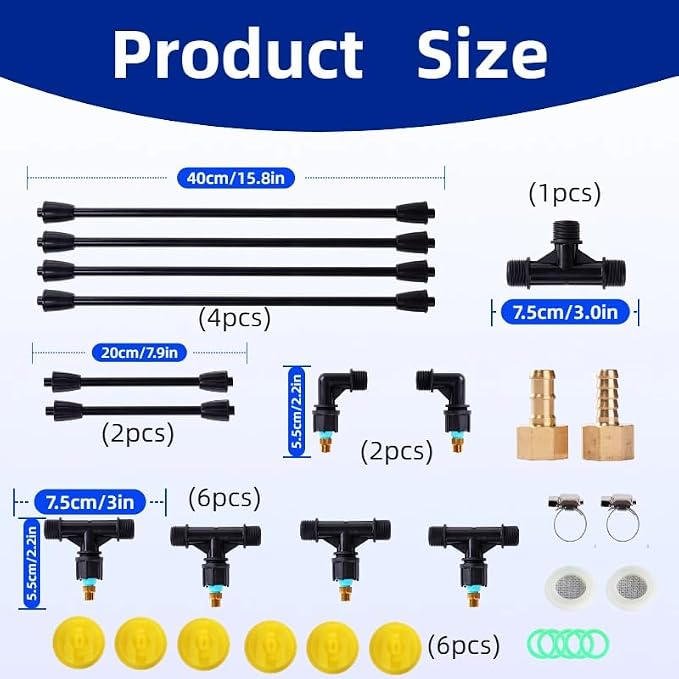 6-Nozzle Polyethylene Boom Wand, 7.5 Ft ATV Sprayer Boom with 2 Types of Nozzles & 2 Brass Fittings, Detachable Wide-Coverage Spray Attachment for Gardens, Farms, Tractors/UTVs