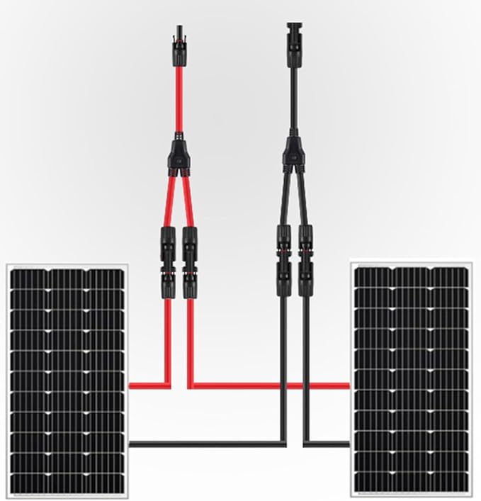Solar Connectors Y Branch Parallel Adapter 10AWG Cable for Solar Panel (Red & Black)