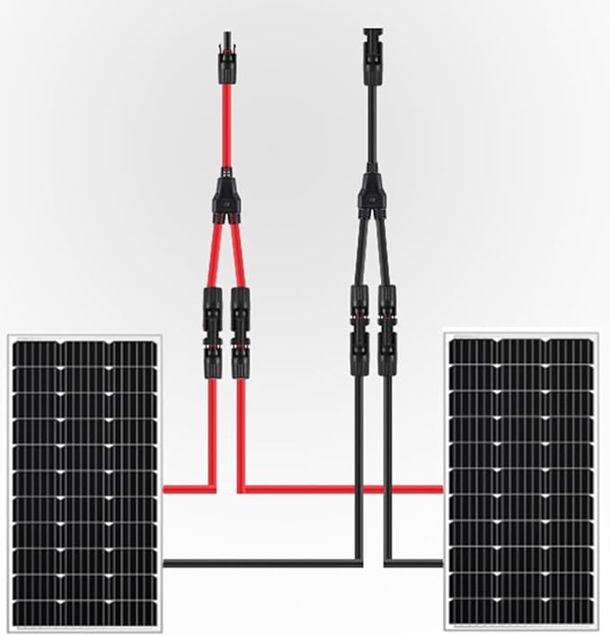 5 Pairs Solar Connectors Y Branch Parallel Adapters 10AWG Cable for Solar Panel (Red & Black)