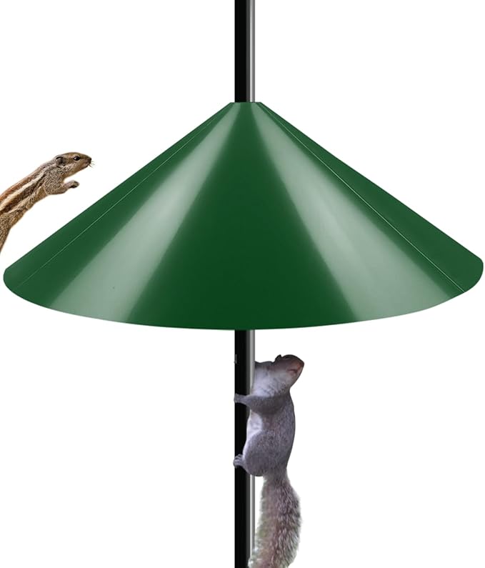 19 Inch Wide Squirrel Baffle for Bird Feeder Pole, Outside Pole Mount Stopper & Bird House Guard for Outdoor Shepherd’s Hook, Green, 1 Pack