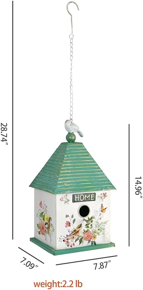 Vintage Hanging Birdhouses for Outdoors Metal Bird Houses for Outside Unique Bird Nest for Bluebird Wren Chickadee Sparrow Bird Nest Box for Garden Patio