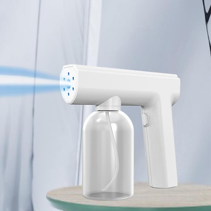 Portable Electric ULV Atomizing Sprayer - Rechargeable Cordless Nano Fogger for Home and Office Dis - 300ml Capacity - White