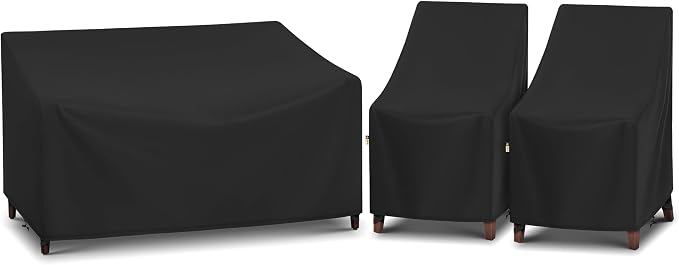 Arcedo Patio Chair Cover and Outdoor Loveseat Cover Set, 3 PCS – Waterproof UV Resistant Dustproof for Outdoor Furniture