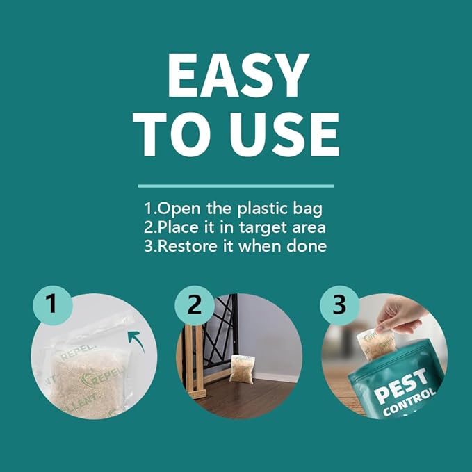 Pest Repellent, Rodent Repellent Indoor, Spider Repellent Indoor, Mouse Repellent Outdoor, Mice Repellent Indoor, Naturally Repel Rats, Mouse, Ants, Roach, Natural Ingredient -12 Packs
