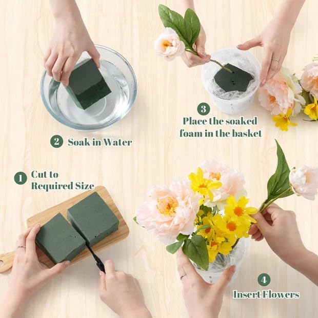 30 Pack Floral Foam Blocks for Fresh and Artificial Flowers – Green Wet Foam for Flower Arrangements, Florist Foam for Centerpieces, Bouquets, Crafts, DIY Cutting