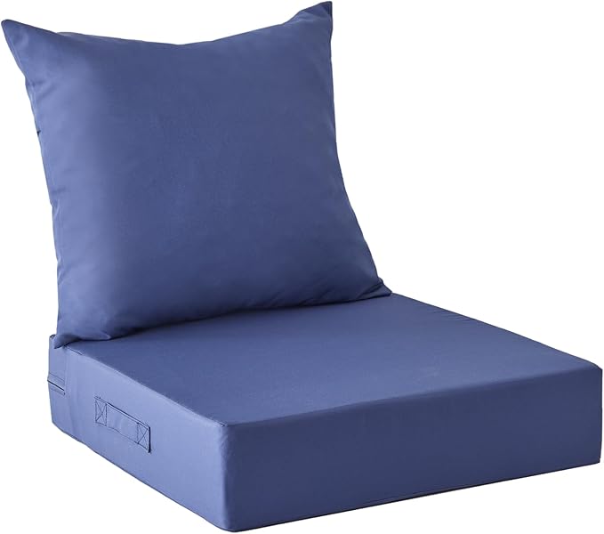 IPYNBAP Outdoor Cushions for Patio Furniture,Outdoor Seat Cushion Set 24 x 24 x 4 Inch,Waterproof & Fade Resistant Outdoor Chair Cushions,Deep Patio Chair Cushion with Removable Cover,Navy Blue