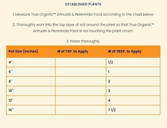 True Organic Annuals & Perennials Food – Organic Fertilizer for Stunning Blooms and Robust Foliage – 4lb Bag Covers 70 Sq. Ft.