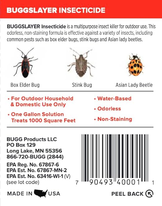 BUGGSLAYER Insecticide - Concentrate - Outdoor Box Elder Bugs, Stink Bugs, Asian Lady Beetles - 16 oz Bottle