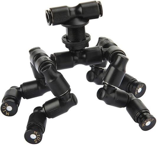 360 Degree Rotating Reptiles Fogger Mist Sprinkler Terrarium Nozzle Adjustable Greenhouse Pet Cooling System(Four Head)