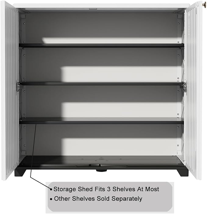 KINYING Outdoor Storage Cabinet Waterproof, 60 Gallon Resin Outdoor Storage Shed for Patio/Garden/Backyard, Outdoor Storage Box for Cushions,Garden Tools and Pool Supplies(White W/O Shelving)