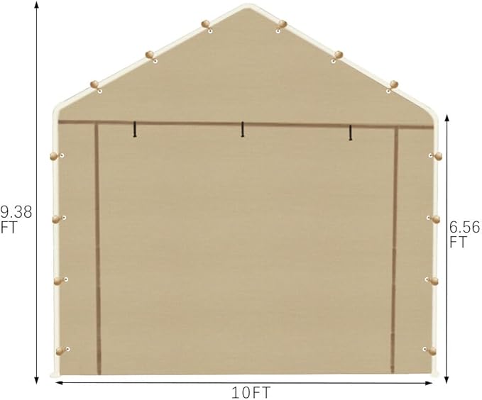 10 * 20 FT Carport Sidewall kit Panel Set of 4, 180G PE Waterproof & UV Protected Replacement Sidewall Cover, Beige