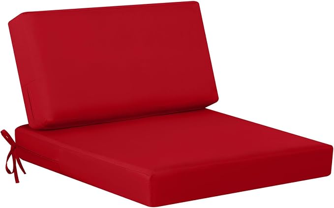 idee-home Outdoor Chair Cushions for Patio Furniture, Outdoor Seat Cushion | Waterproof Hampton Bay Deep Seat Replacement Couch Cushions for Garden Backyard Deck 26.5 x 26.5 Red