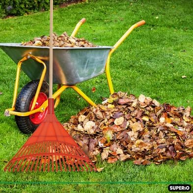 Superio Kids & Adult Rakes with Hardwood Handle, Durable Plastic Head to Sweep Leaves in Lawn and Tidying Up The Garden, Kid Size 34" Adult Size 61"