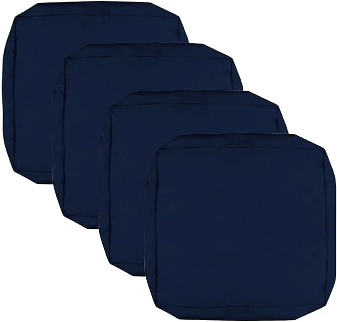 FLYMEI Patio Cushion Covers 19x19x3 Waterproof Outdoor Cushion Cover Replacement 4Packs Outdoor Seat Cushion Slipcover for Rattan Chair Sofa, Navy Blue