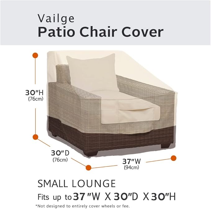 Vailge Patio Chair Covers, Lounge Deep Seat Cover, Heavy Duty and Waterproof Outdoor Lawn Patio Furniture Covers (2 Pack - Small, Beige & Brown)