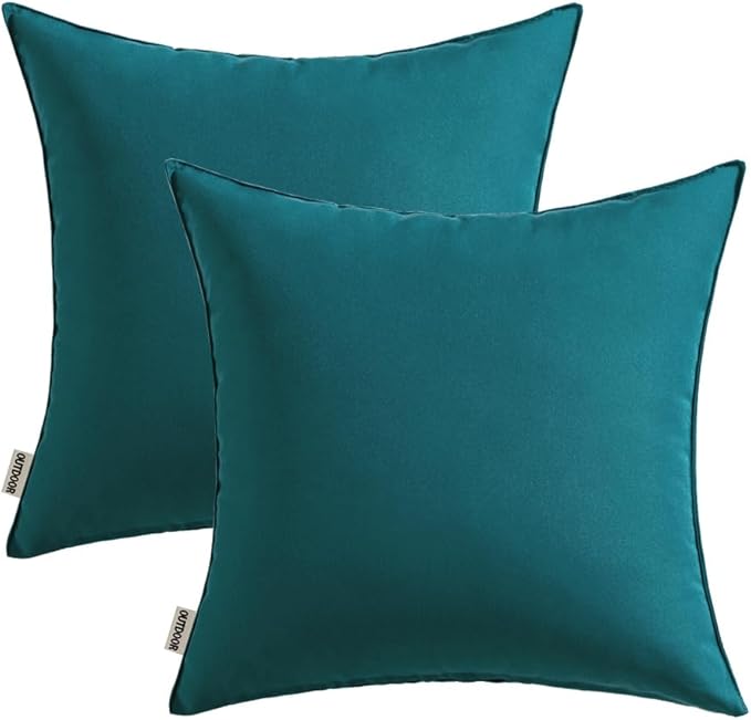 MIULEE Pack of 2 Decorative Outdoor Waterproof Pillow Covers Square Garden Cushion Sham Throw Pillowcase Shell for Spring Patio Tent Couch 18x18 Inch Deep Blue