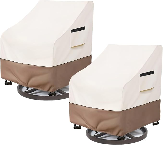 Patio Chair Covers Waterproof Heavy Duty Patio Furniture Covers, 35W x 37D x 36H Inches Swivel Outdoor Chair Cover 2 Pack (Beige)