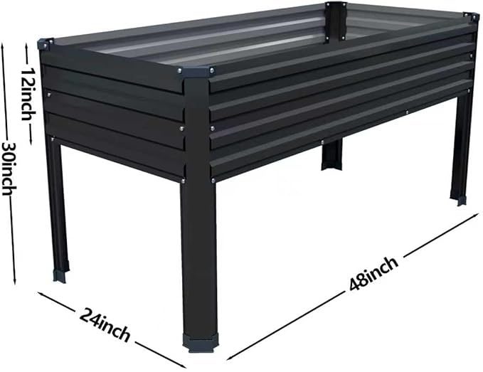 DIIYIV Galvanized Raised Garden Bed with Legs,2PCS 48×24×30in Elevated Planter Box for Backyard,Garden, Patio, Balcony, 350lb Capacity,Planters for Outdoor Plants,Black