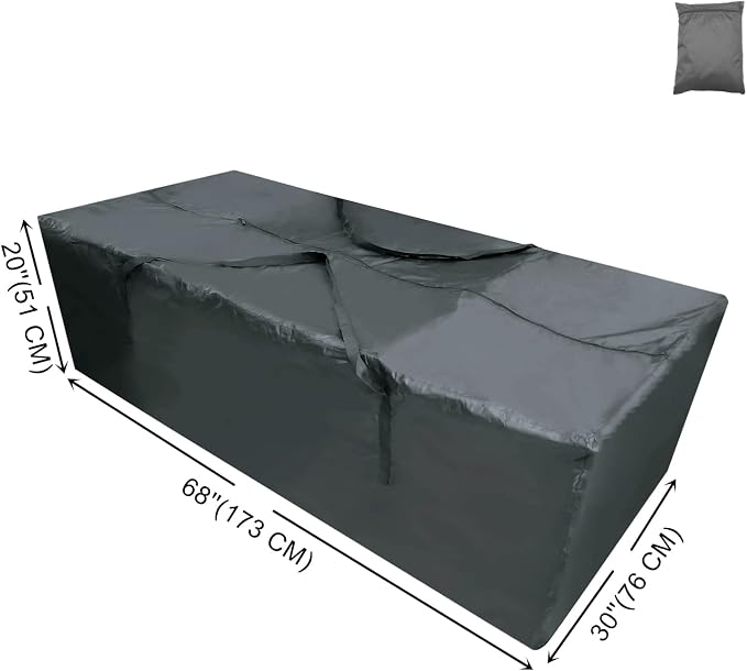 Outdoor Waterproof Patio Cushion Storage Bag 2 Pack, 68" Anti-UV Weatherproof Outdoor Cushion Storage Bag with Reinforced Handles & Double Zippers