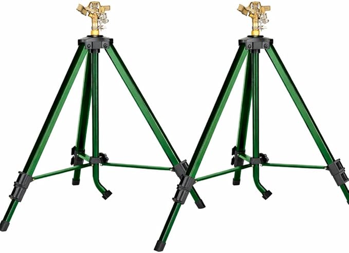 2-Pack Orbit 1/2 -inch Heavy-Duty Brass Impact Sprinkler on Adjustable 22-48-inch Metal Tripod Base