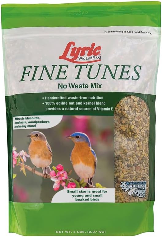 Lyric Fine Tunes Wild Bird Seed Mix - No Waste Bird Food Mix - Attracts Bluebirds, Finches, Chickadees & More - Seed for Outside Feeders - 5 lb Bag