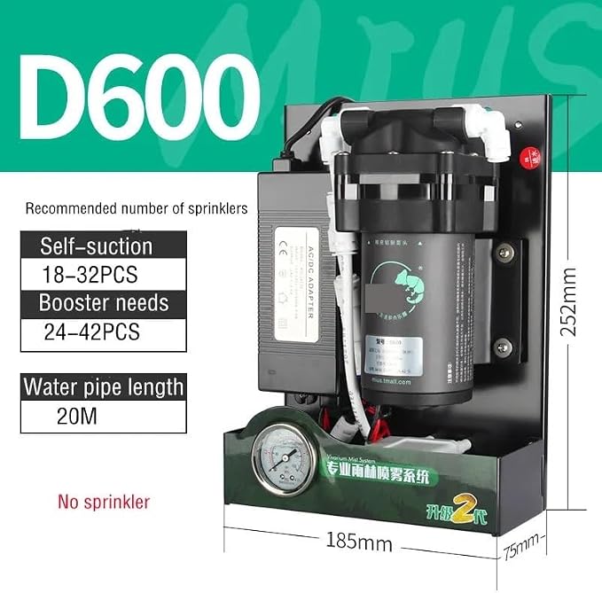 D Series Reptiles Fogger Humidifier Rainforest Silent Pump Fog Machine Rainforest Garden Spray for Reptile Terrarium(D600)