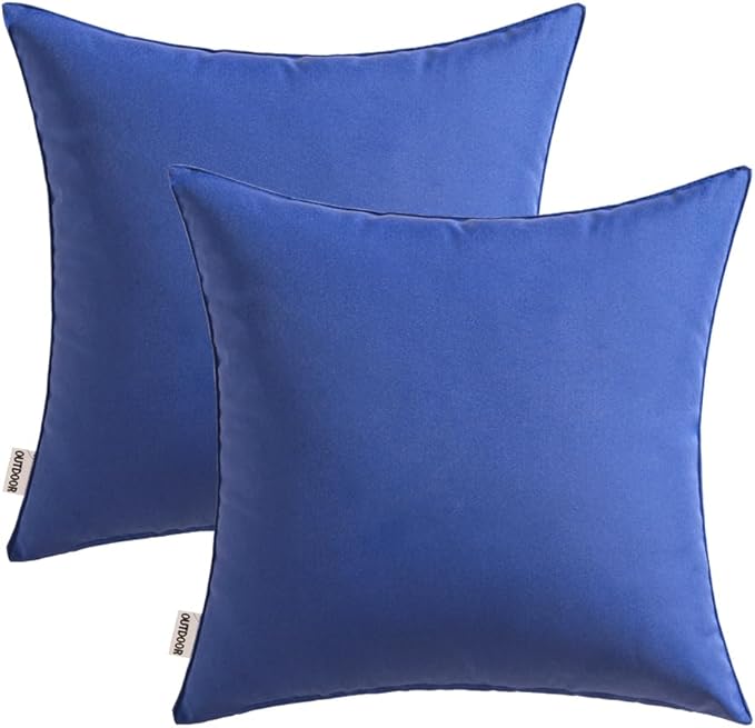 MIULEE Pack of 2 Decorative Outdoor Waterproof Pillow Covers Square Garden Cushion Sham Throw Pillowcase Shell for Spring Patio Tent Couch 20x20 Inch Royal Blue