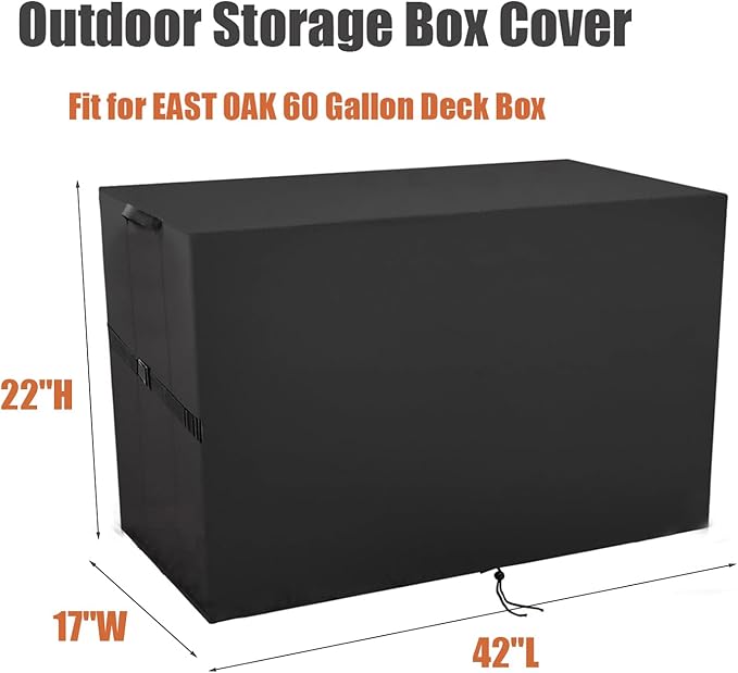 Deck Box Cover for EAST OAK 60 Gallon Outdoor Storage Box, Waterproof Resin Storage Bin Cover Deck Box Covers - 42"L x 17"W x 22"H
