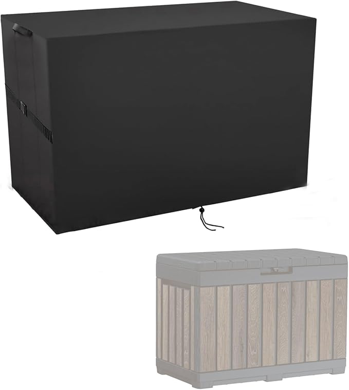 Deck Box Cover for Keter Kentwood Everwood 50 Gallon, Waterproof Resin Storage Box Bin Covers Patio Furniture Side Table Cover- 33"L x 18"W x 23"H