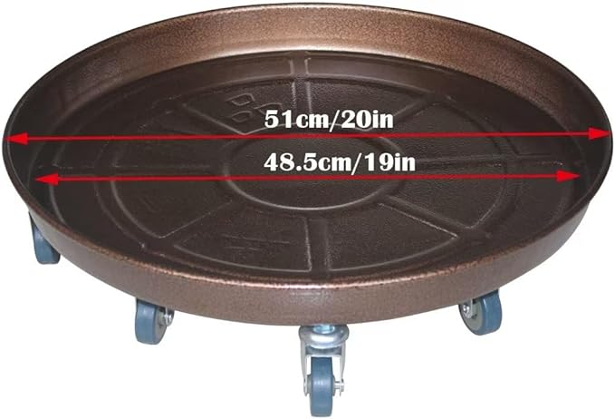 2 Pack 20" Heavy Duty Plant Dolly with Wheels, 380lbs Metal Rolling Plant Stand with Casters, Round Wheeled Planter Caddy Roller Base Carry Potted Tree Flower Pot for Indoor Outdoor Garden, Bronze