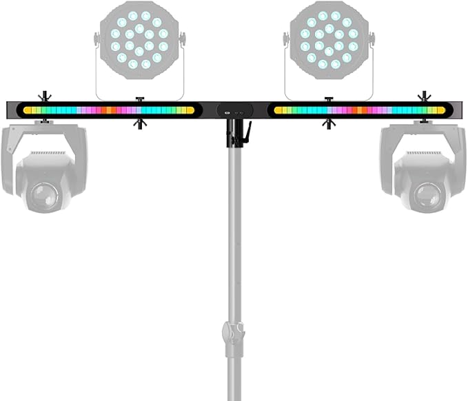DJ Light T-Bar Extension Cross Bar, 39.3 Inch 12 in 1 Rechargeable DJ Lighting for Par Can Strobe Light, for Stages, Banquet, Party, Suitable for 35mm Diameter Pole (Stand Not Include)